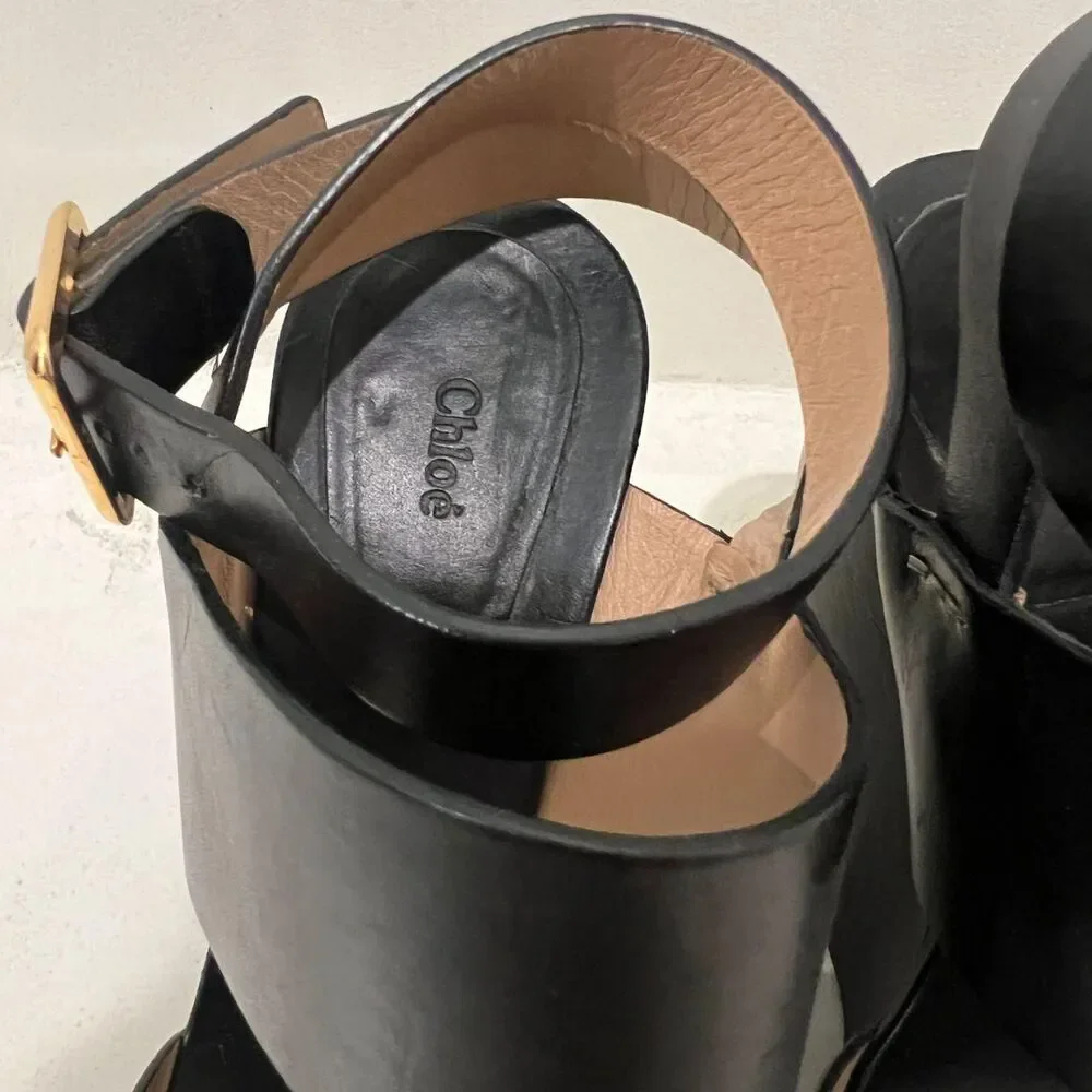 Chloe Women's Black Platform Wedges - Picture 3 of 5